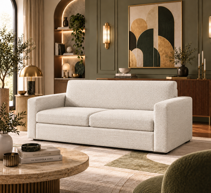 Canapé lit 2 places matelas mémoire de forme beige - Collection canape convertible