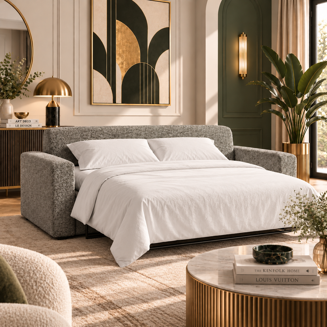 Canapé convertible avec matelas mémoire de forme gris - Collection canape lit
