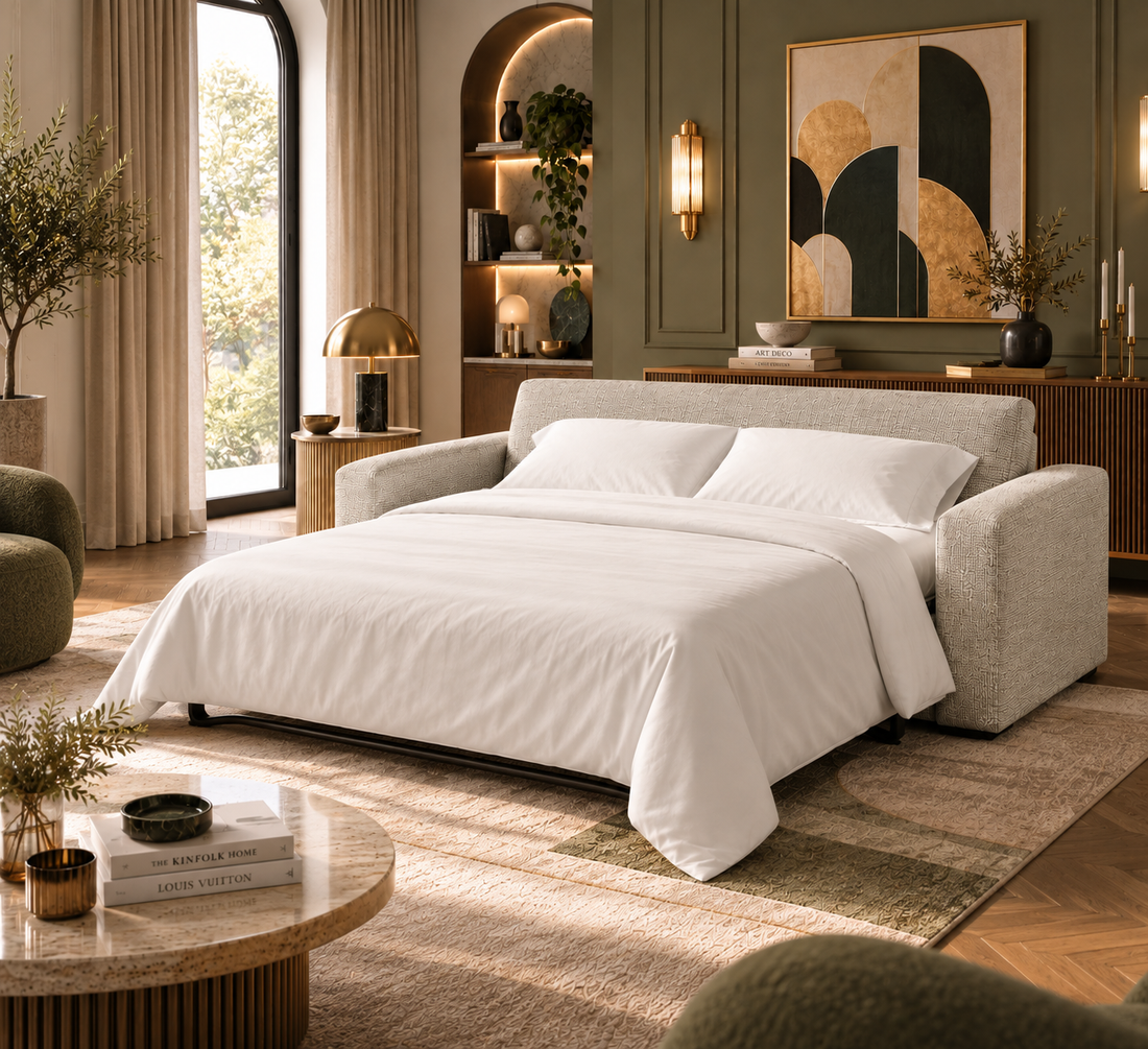 Canapé convertible avec matelas mémoire de forme beige - Collection canape lit
