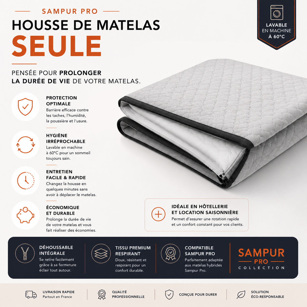 Hybrid multi-zone mattress with memory foam and pocket springs - Breathable Collection