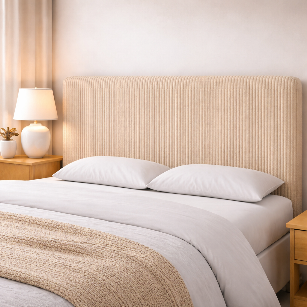 Housse de tête de lit velours côtelé sable