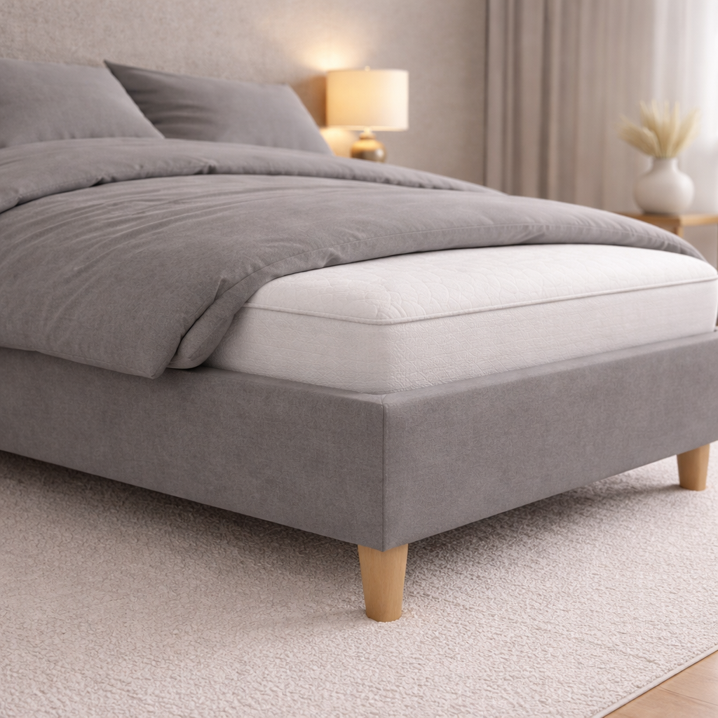 Housse structure lit fixe tissu gris clair