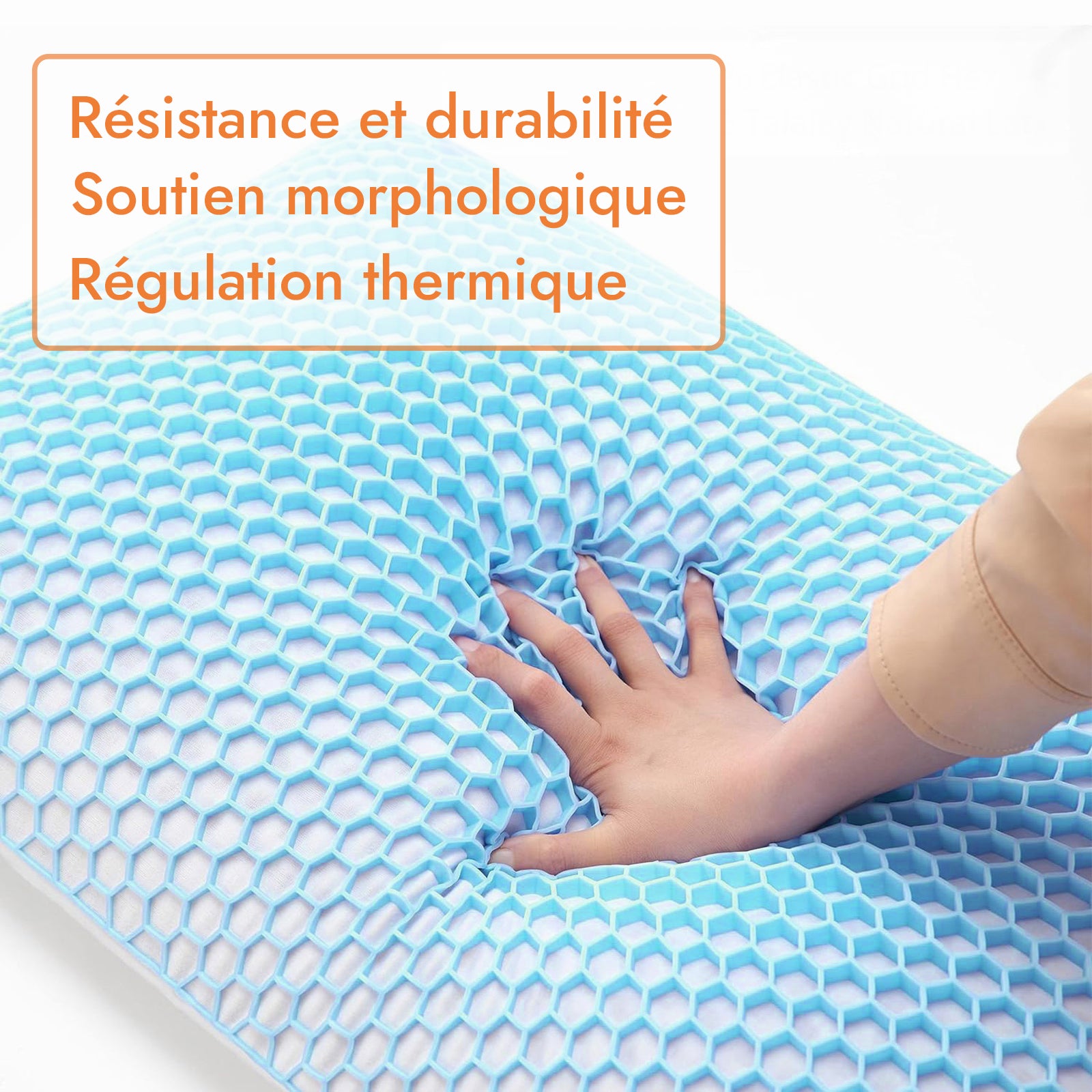 Traversin mémoire de forme intelligent, structure alvéolée, déhoussable - Collection TPE