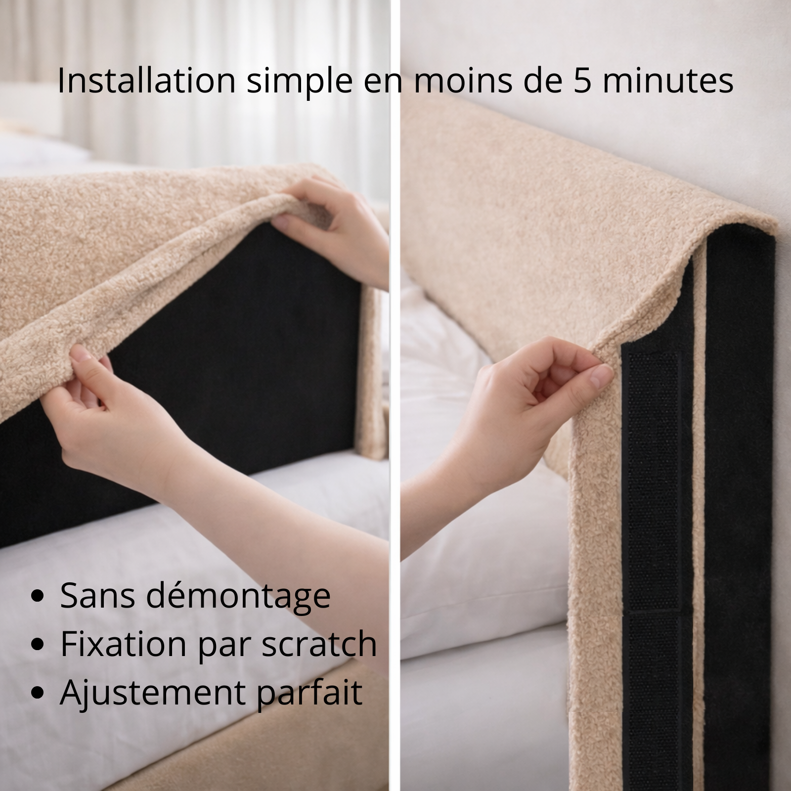 Housse de tête de lit bouclette sable