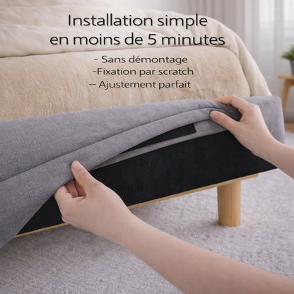 Housse structure lit fixe tissu gris clair