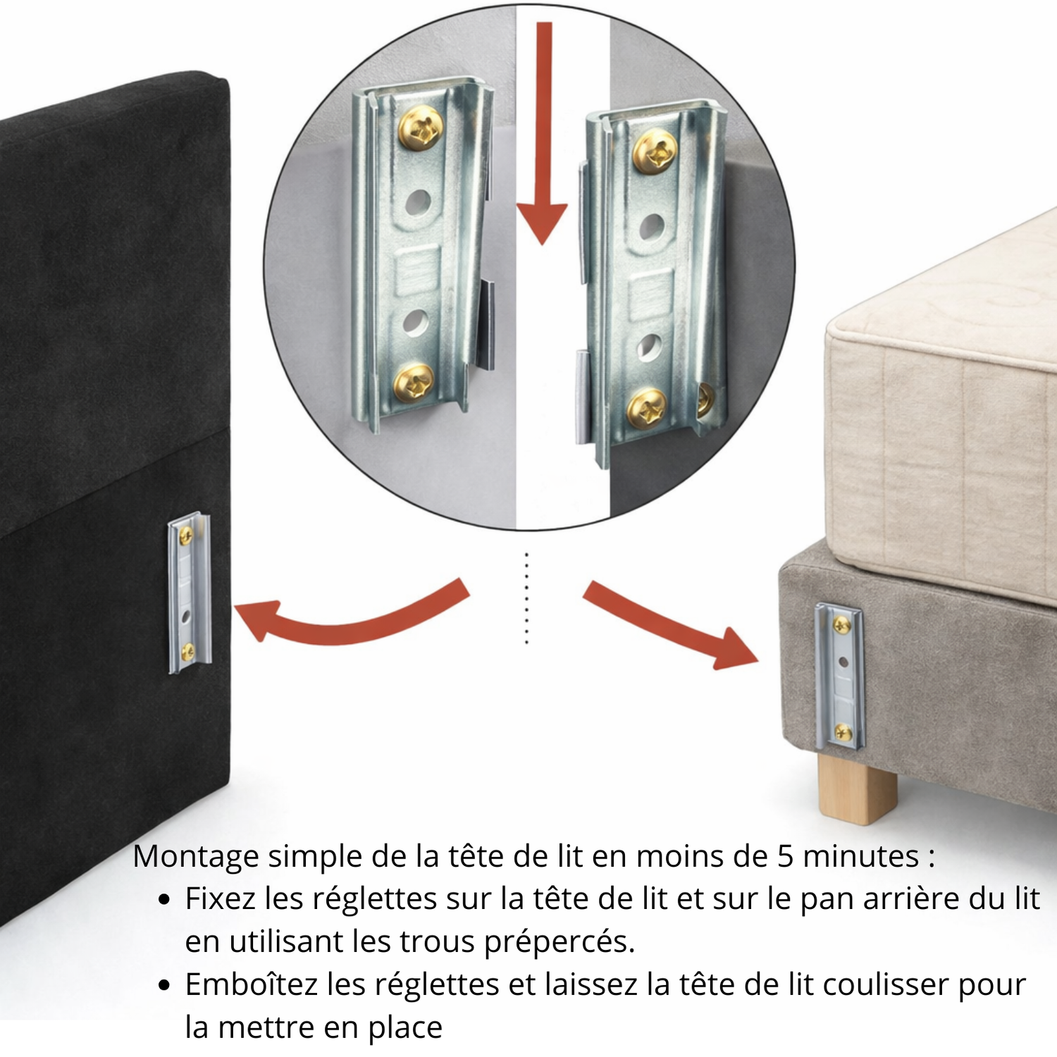 Tête de lit avec housse bouclette grise