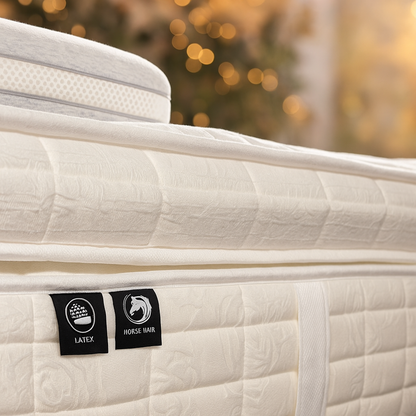 Matelas latex 35 cm, crin de cheval, mémoire de forme et ressorts ensachés - Collection Amethyste