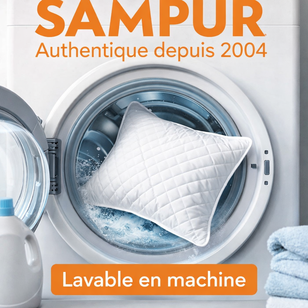 Oreiller moelleux, soutien cervical ergonomique, microfibre respirante - Collection Happy