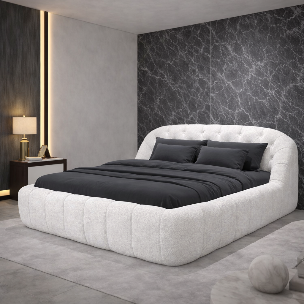 Lit coffre Bubble, tête de lit, grand espace de stockage, bouclette - Collection Bubble