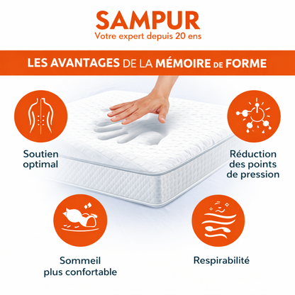 Matelas mémoire de forme, surmatelas intégré - Collection César