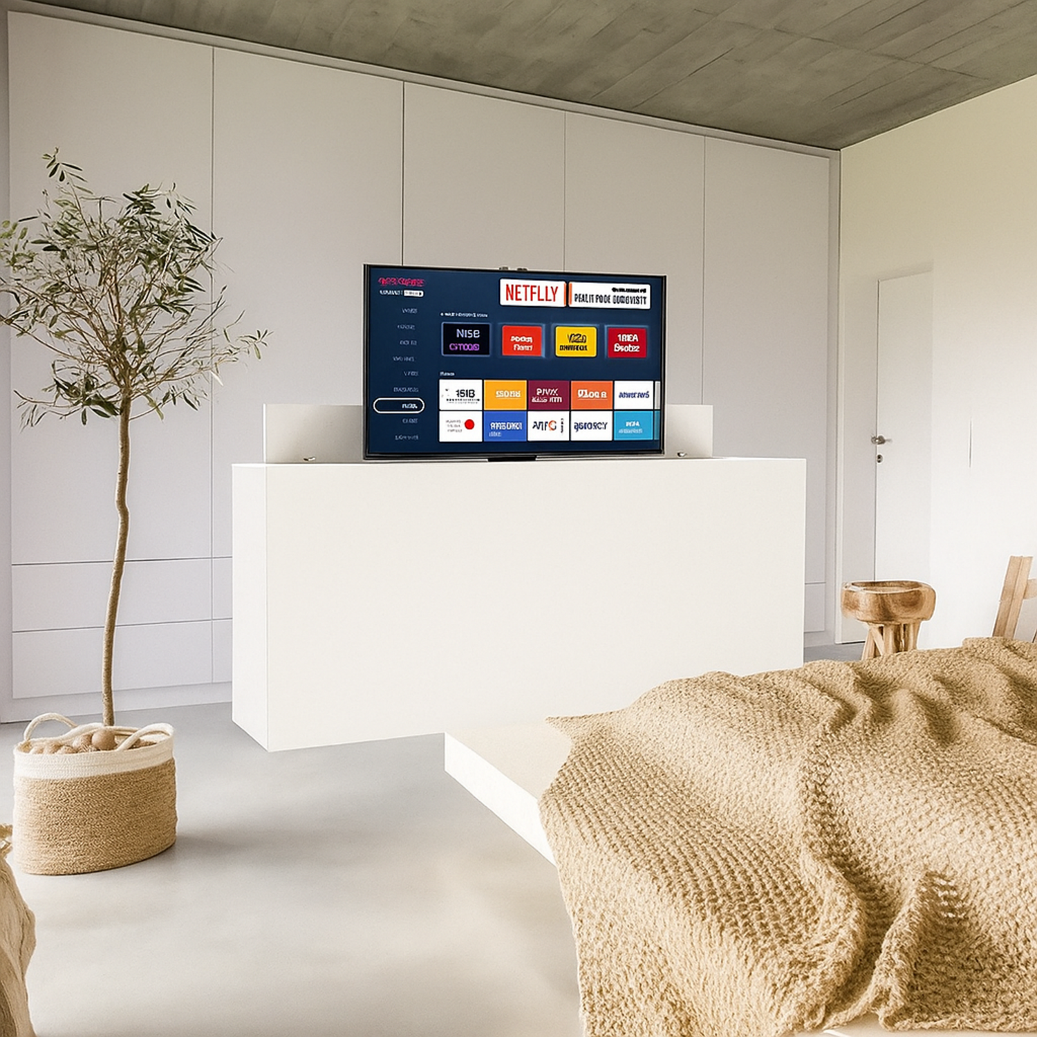 Console TV design : meuble TV motorisé avec télécommande sans fil - Collection Palace