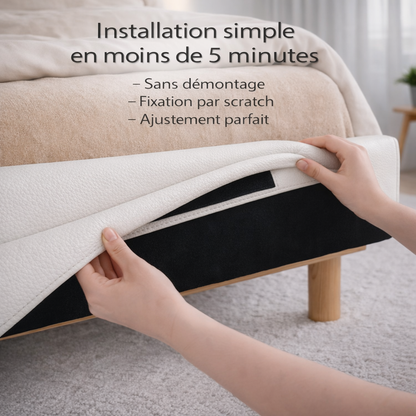 Housse structure lit fixe simili cuir blanc