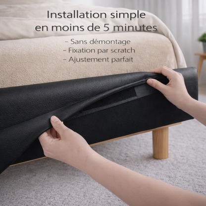 Housse structure lit fixe simili cuir noir