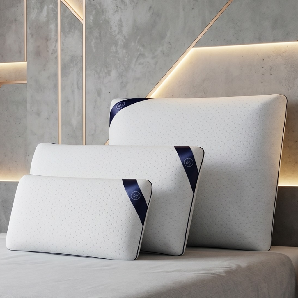 Fantasia blue memory foam pillow: Ergonomic and micro-perforated