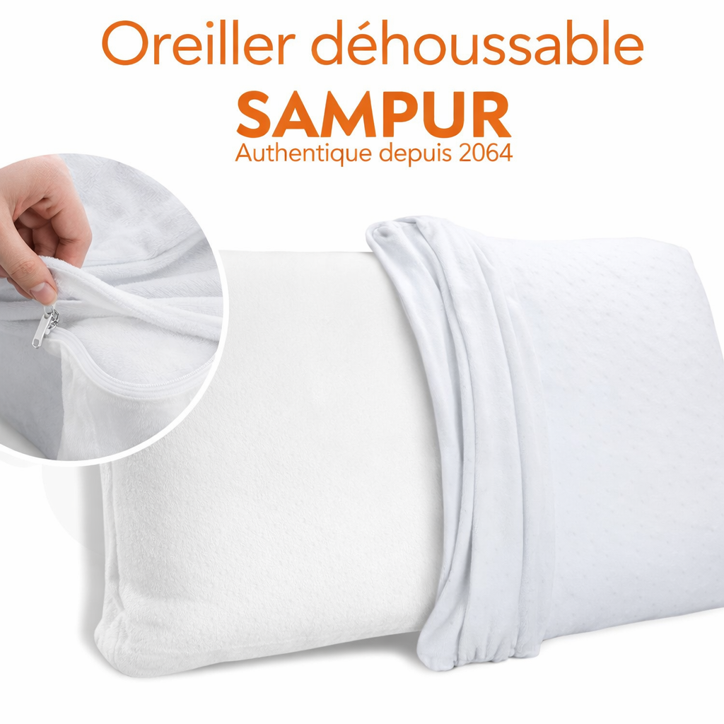 Oreiller mémoire de forme, ergonomique, déhoussable - Collection Bonne Fête