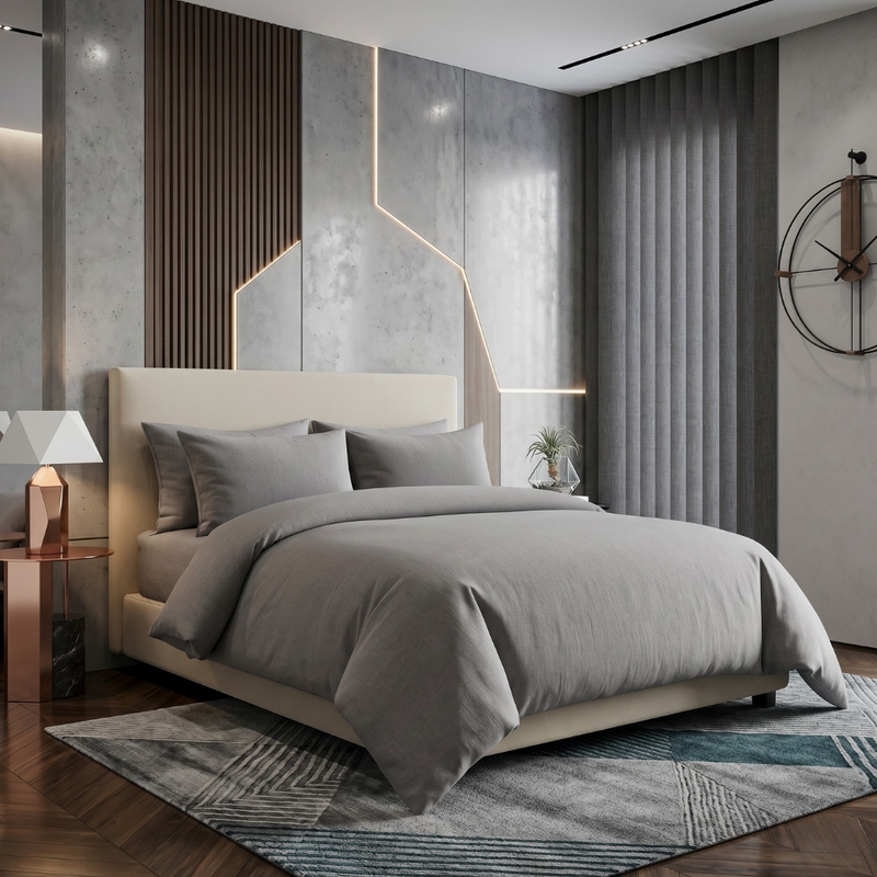 Housse de couette gris clair Sampur, collection Unie