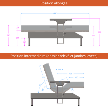 Electric adjustable bed, enhanced autonomy - Eazy Collection