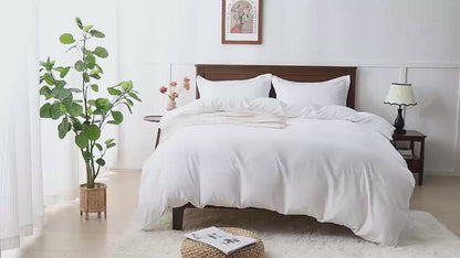 Parure en coton confortable et naturel : Blanc