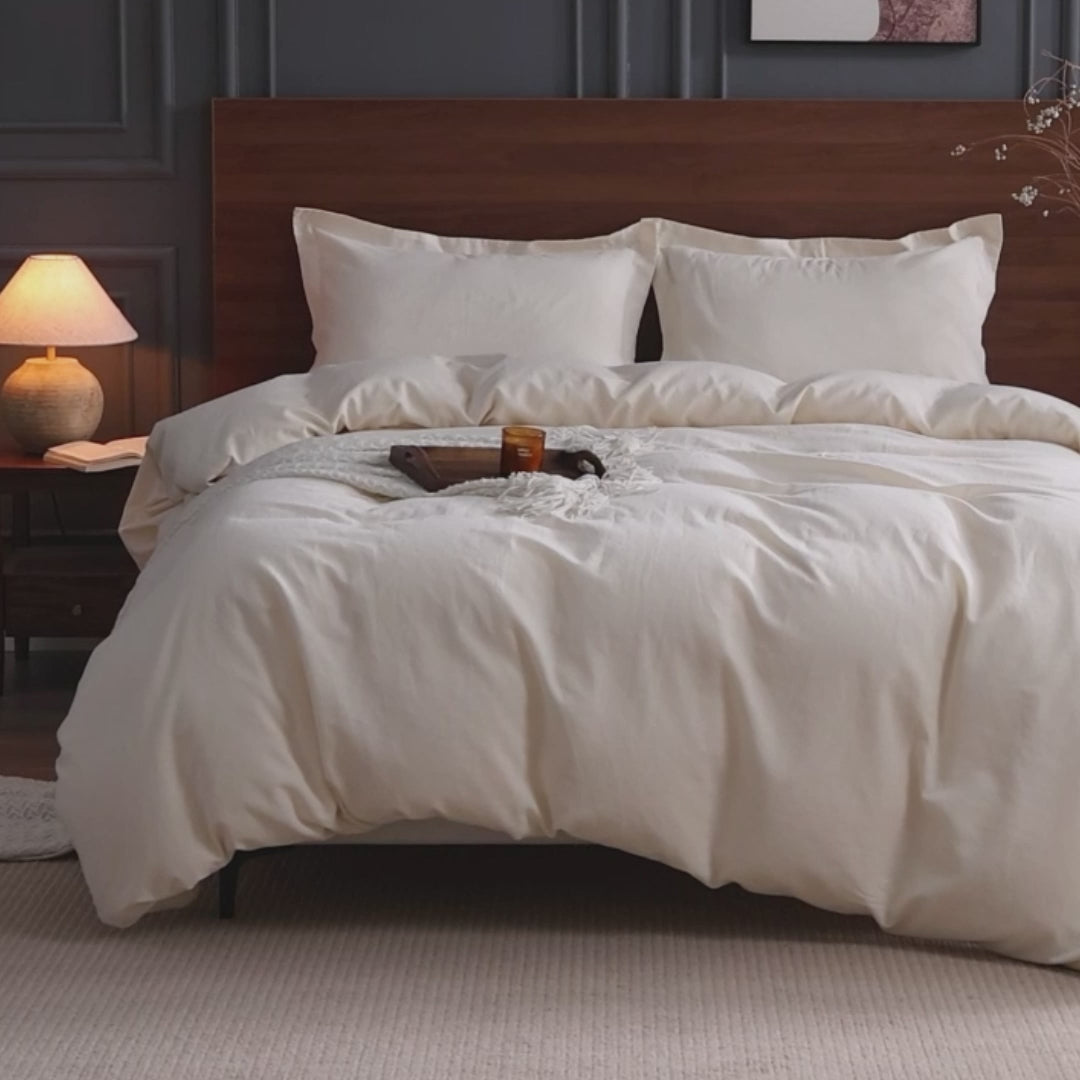 Parure de lit en lin naturel, linge haut de gamme, respirant et durable - Collection Lin