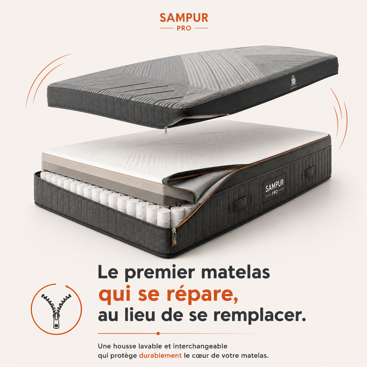 Hybrid multi-zone mattress with memory foam and pocket springs - Breathable Collection