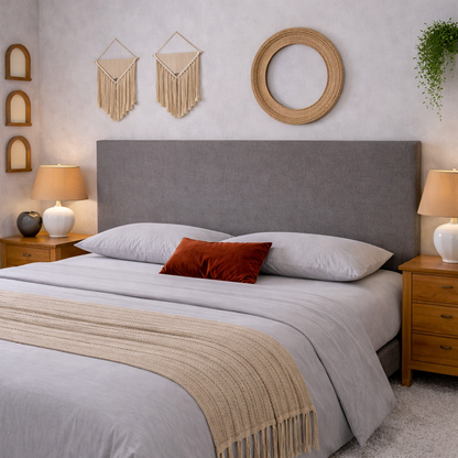 Tête de lit avec housse tissu gris clair