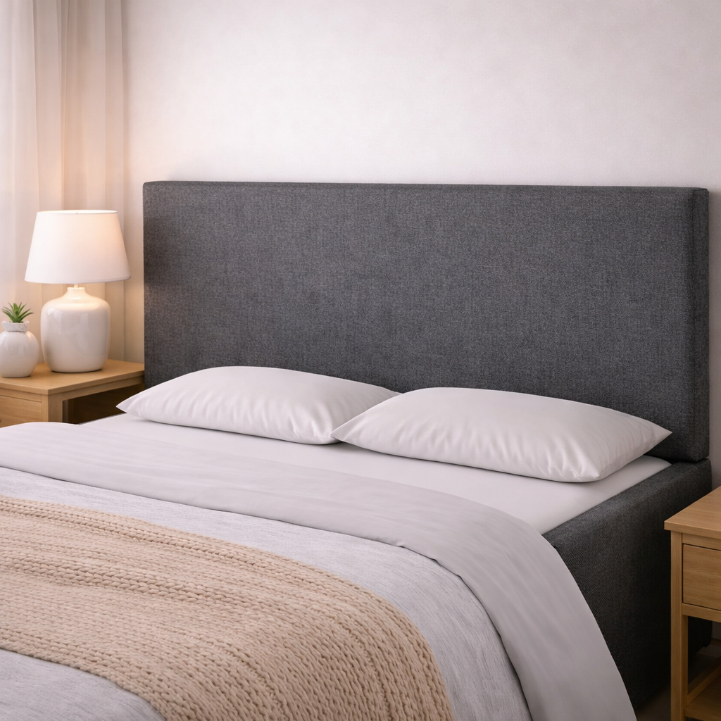 Housse de tête de lit tissu gris foncé