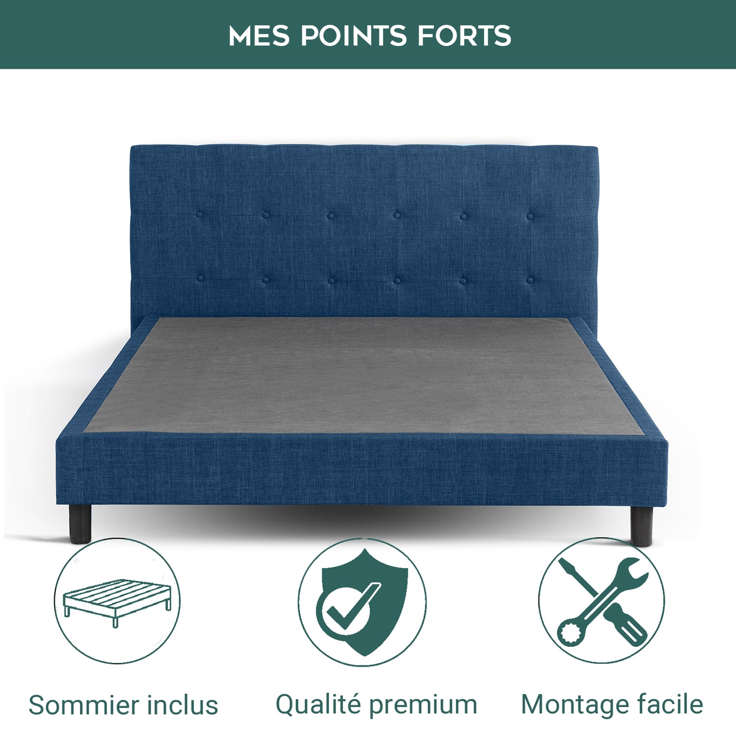 Modernes Polsterbett Majestic: Stoff und Lattenrost aus Holz