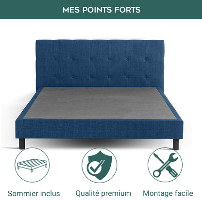 Modernes Polsterbett Majestic: Stoff und Lattenrost aus Holz