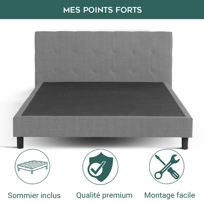 Modernes Polsterbett Majestic: Stoff und Lattenrost aus Holz