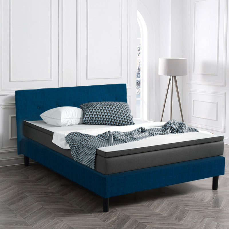 Modernes Polsterbett Majestic: Stoff und Lattenrost aus Holz