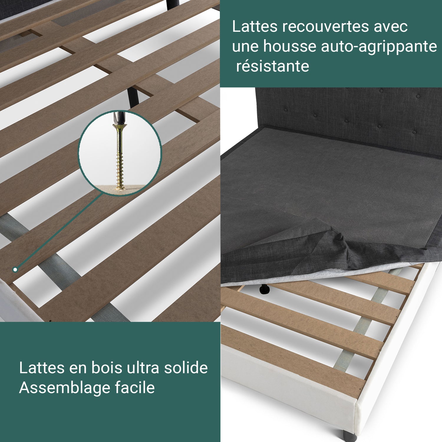 Modernes Polsterbett Majestic: Stoff und Lattenrost aus Holz