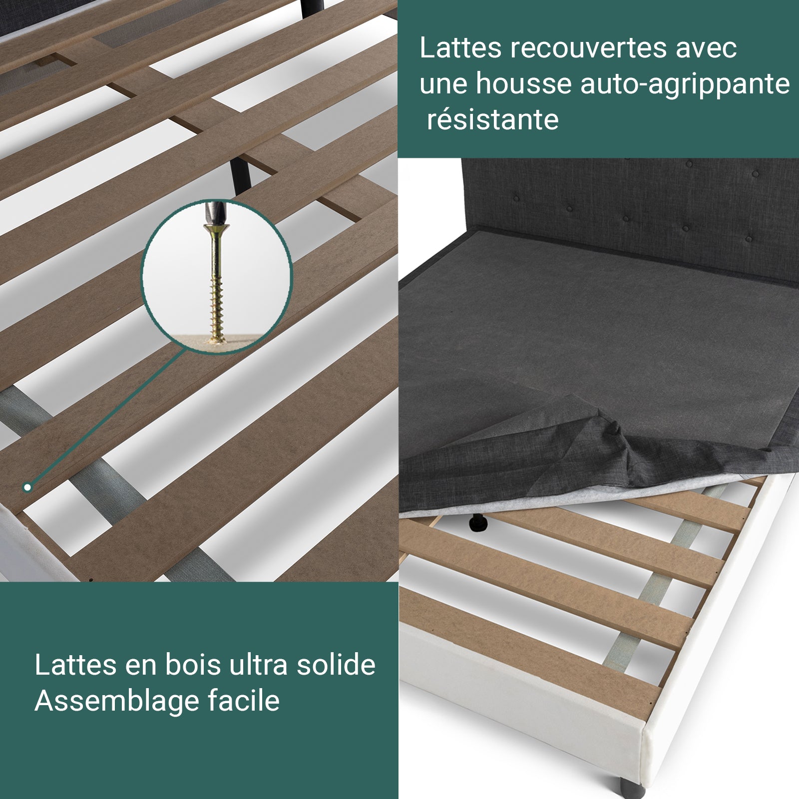 Modernes Polsterbett Majestic: Stoff und Lattenrost aus Holz
