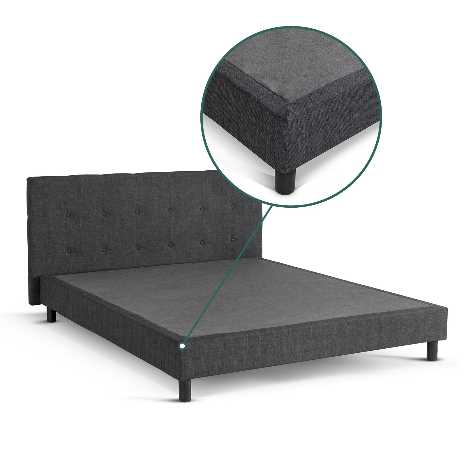 Modernes Polsterbett Majestic: Stoff und Lattenrost aus Holz