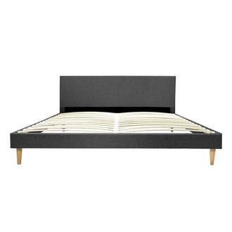 Lit Marquis : Sommier à lattes, Bois et Tissu