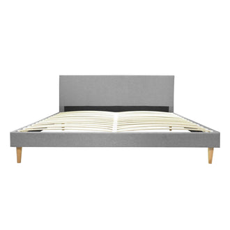 Lit Marquis : Sommier à lattes, Bois et Tissu