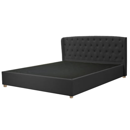 Lit capitonné Clémentine Deluxe : tissu ou simili cuir et sommier à lattes en bois