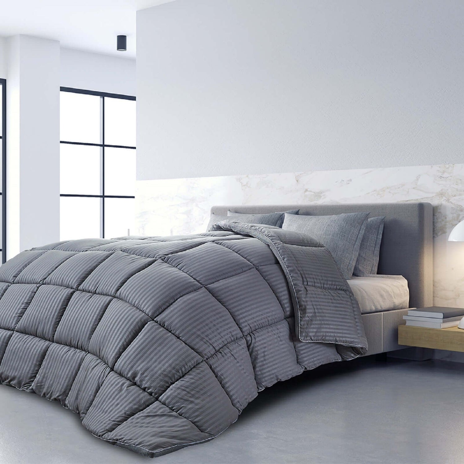 Graue Luxus-Bettdecke: gemäßigte 300 g/m² Belüftung