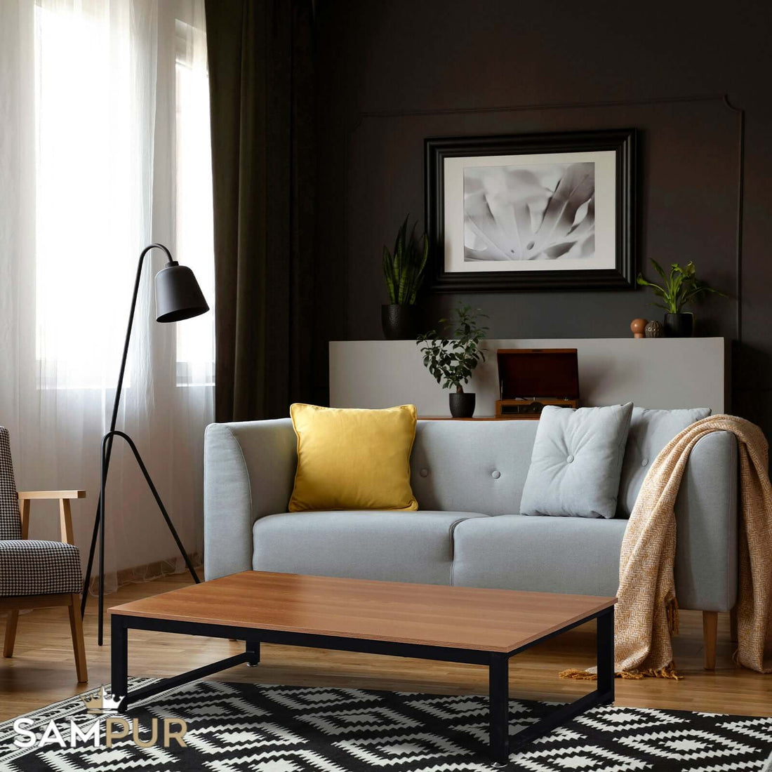 Couchtisch Brooklyn: Industrieller Stil, Holz und Metall