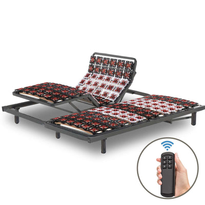 Pack lit électrique orthopédique, tissu gris clair, matelas inclus - Collection Technoflex